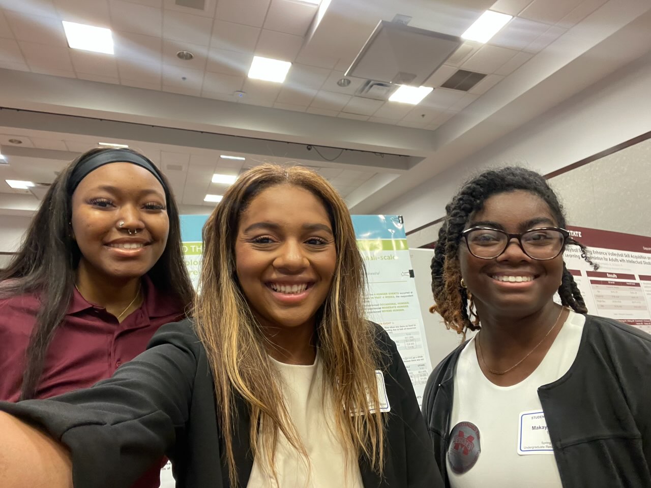 Nyia Sawyer, Deja Howard, and Makayla Smith presented at the 2023 Spring Undergraduate Research Symposium.