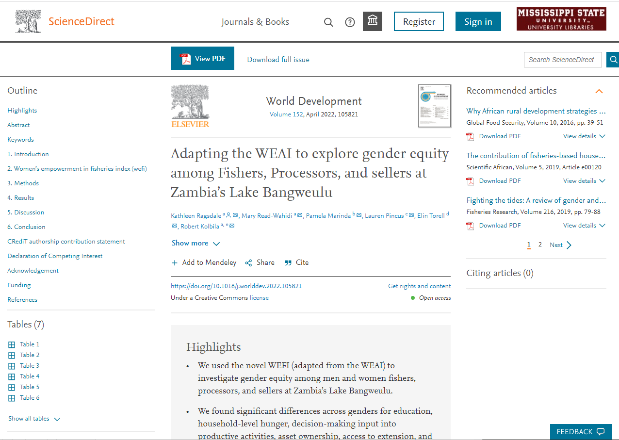 The Fish4Zambia team's new publication was accepted in World Development.